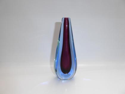 Murano Glas-Vase 60-er Jahre Sommerso Flavio Poli Ära blau rot