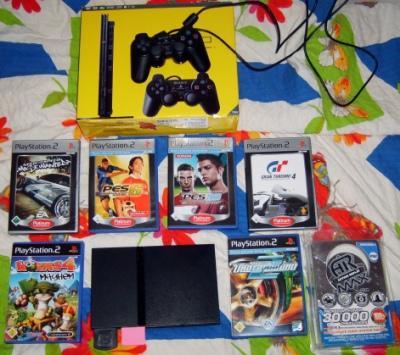 Verkaufe Playstation 2 Slim Fast in Schwarz Komplett