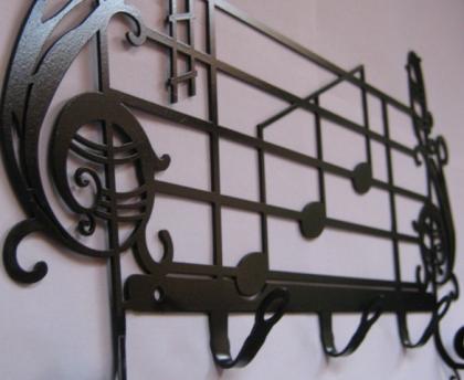 Wandgarderobe Notenschlüssel - Style Musik Garderobe für die Wand 50cm x 50cm pa