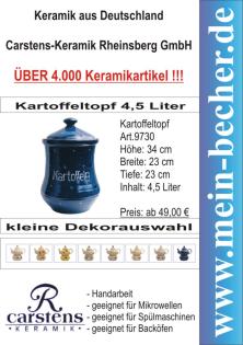 Kartoffeltopf mit Deckel Dekor dreipunkt blau Keramikartikel mit jeder Beschri