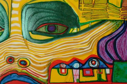 Hundertwasser Original Serigraphie Irinaland über dem Balkan
