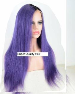 TOP VIRGIN ECHTHAARPerücke LACE Front Wig Purple Lila Schwarz NEU Deutschland