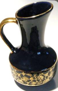 Antike kleine Kobalt - Vase mit Gold