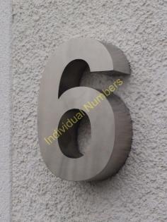 Hausnummer in Edelstahl 3D 190mm Hoch und 40mm Tief - Nr. 6