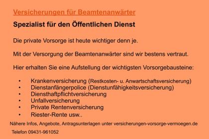 Versicherungen für Beamtenanwärter