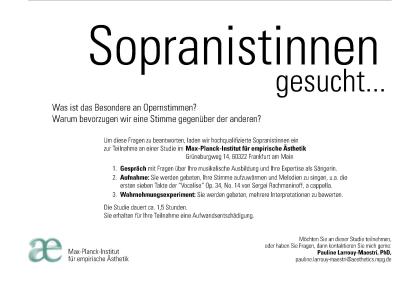 SUCHE Sängerinnen Sopranstimme Klassik in Frankfurt