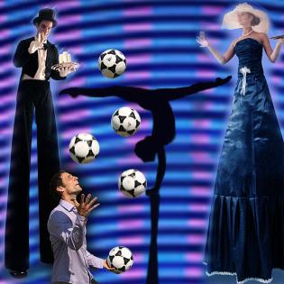 Leuchtshows Fussballshows Jonglage Feuershows und Stelzenlauf Comedykellner