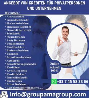 Finanzierungsangebot für Privatpersonen und Unternehmen.