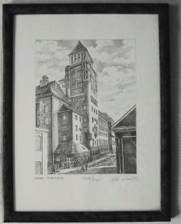 Essen Turmhaus alte Grafik B077