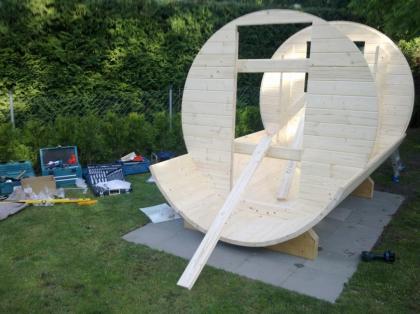 Aufbauservice von Fasssaunas Grill Kotas Garten-Pavillons