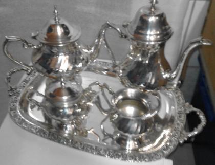 Kaffee-teekanne zucker-sahnekännchen E. P. N. S gepunzt silber versilbert