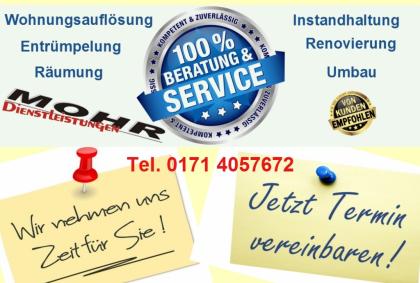 Wohnungsauflösung Entrümpelung Räumung Instandhaltungen Renovierungen Umbau