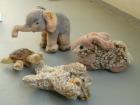 4 Steiff-Tiere Hase Schildkröte Elefant Bär